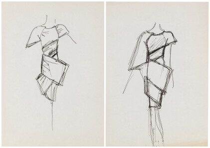 Catalog image of Two original sketches for fashion, probably in the 90's | Deux croquis de mode …