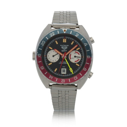 Catalog image of AUTAVIA GMT, REF 11630 STAINLESS STEEL DUAL TIME CHRONOGRAPH WRISTWATCH WITH DA…