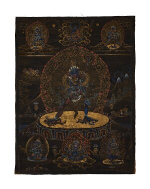 View 1 of Lot 105: A thangka of Chakrasamvara and Vajravarahi, Tibet, circa 18th century | 西藏 約十八世紀 勝樂金剛黑唐卡  ﻿
