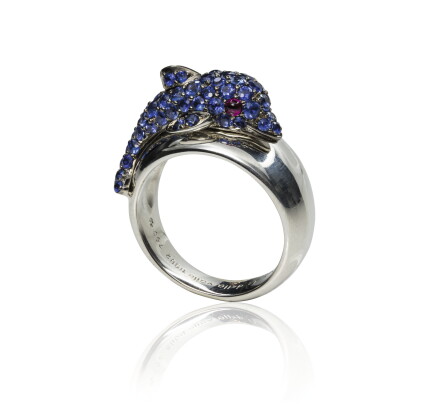 Catalog image of sapphire and ruby ring, michele della valle