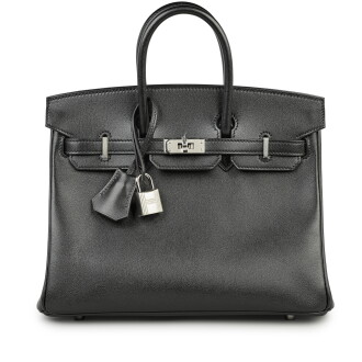 View 1 of Lot 87: Black Tadelakt Birkin 25 Palladium Hardware, 2020