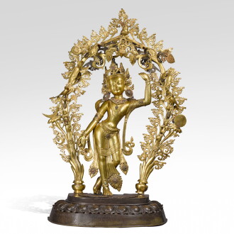 View 1 of Lot 162: A large gilt-copper alloy figure of Chintamani Lokeshvara, Nepal, 19th century  