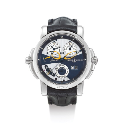 Catalog image of ulysse nardin | sonata, reference 670-88 a white gold dual time zone wristwatch…