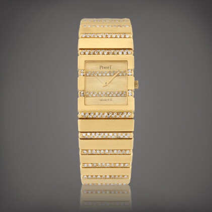 Catalog image of Polo, Reference 8131 C 705 | A yellow gold and diamond-set bracelet watch | Cir…