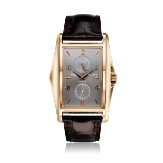 View 1 of Lot 124: Reference 5100R-001  A limited edition pink gold rectangular wristwatch with 10 day power reserve, Made to commemorate the millennium, Made in 2001