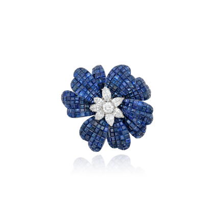 Catalog image of Sapphire and diamond brooch
