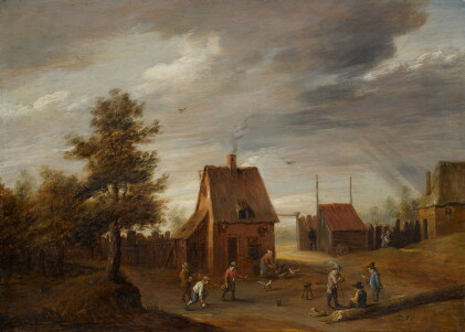 Catalog image of thomas van apshoven | a village landscape with figures playing ball games