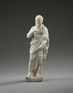 View 1 of Lot 392: A Naples Real Fabbrica Ferdinandea biscuit porcelain figure of Socrates by Filippo Tagliolini, circa 1790