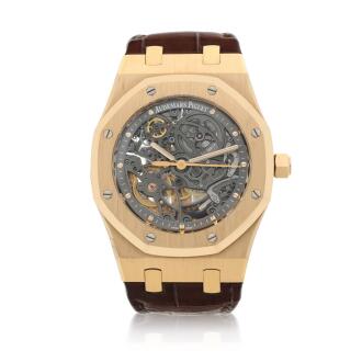 View 1 of Lot 52: Reference 15305OR.OO.D088CR.01 Royal Oak  A pink gold semi-skeletonized wristwatch, Circa 2012