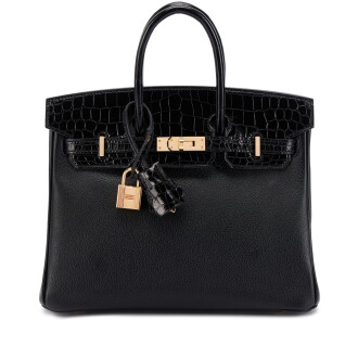 View 1 of Lot 515: Black Shiny Niloticus Crocodile and Novillo Touch Birkin 25 Gold Hardware, 2018