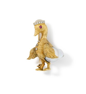 View 1 of Lot 314: Van cleef & Arpels | Broche perle baroque rubis et diamants | Baroque pearl ruby and diamond brooch