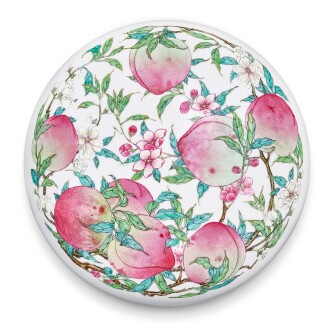 View 1 of Lot 3656: A superbly enamelled and possibly unique famille-rose 'peach' box and cover, Mark and period of Yongzheng | 清雍正 粉彩蟠桃獻壽圖圓蓋盒 《大清雍正年製》款