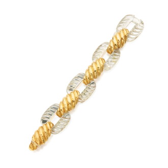View 1 of Lot 349: Gold and Rock Crystal Bracelet
