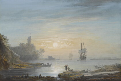 Catalog image of alexandre jean noël | a harbor at sunset with fishermen in the foreground