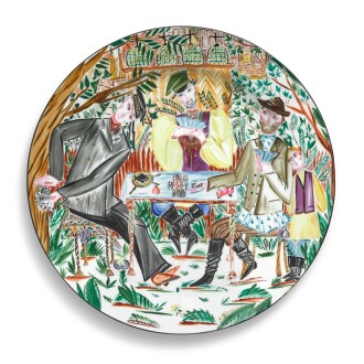 View 1 of Lot 145: Truants: a Soviet porcelain charger, Shchekotikhina-Pototskaya, State Porcelain Manufactory, Leningrad, 1921