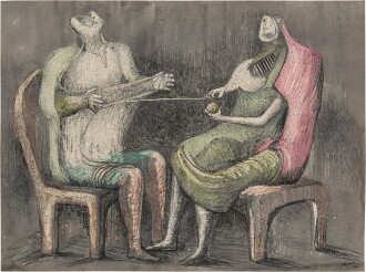 View 1 of Lot 54: Two Women Winding Wool