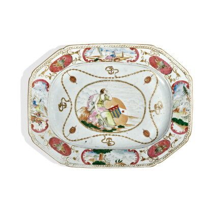 Catalog image of A Chinese Export Armorial Chamfered Rectangular Platter Qing Dynasty, Qianlong …