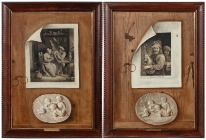 Trompe-l'œil aux gravures d'après Teniers le Jeune