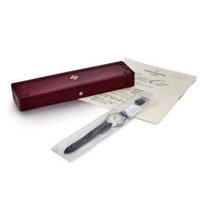 Catalog image of Calatrava, Reference 5115 | A white gold wristwatch with enamel dial in single …