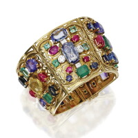 336. gold, colored stone and diamond bracelet, lucien goubet, fr