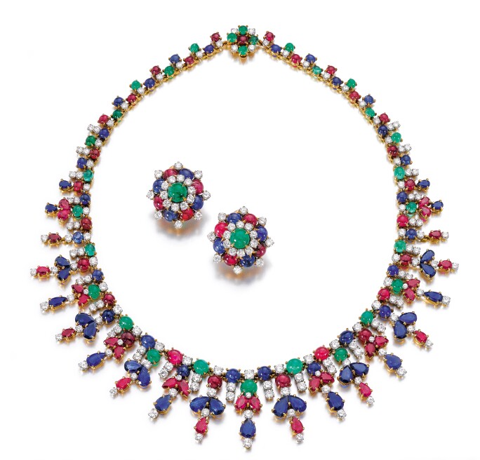 Gem set and diamond parure, Bulgari. Estimate CHF 80,000 — 120,000.