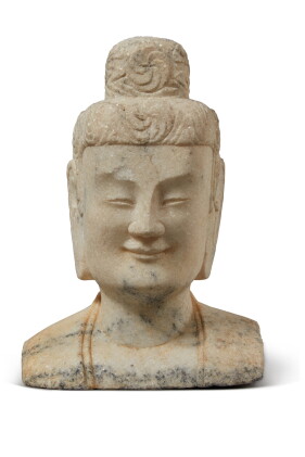Catalog image of A Chinese Northern Wei style carved marble head of a Bodihisattva