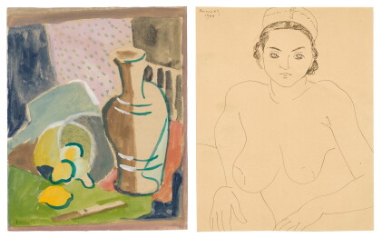 Catalog image of ezekiel baroukh | i) untitled (still life) ii) untitled (portrait)