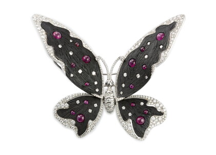 Catalog image of ruby and diamond brooch, michele della valle
