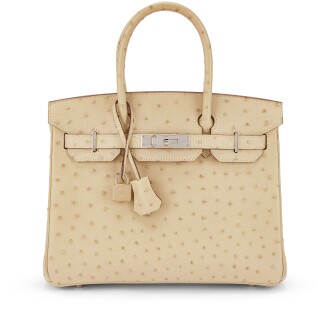 View 1 of Lot 625: Parchemin Ostrich Birkin 30 Palladium Hardware, 2012
