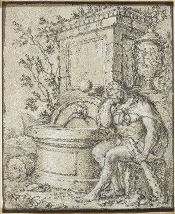 Catalog image of french school, circa 1700 | hercules resting by a fountain