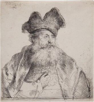 View 1 of Lot 72: An Old Man with a Divided Fur Cap (B., Holl. 265; New Holl. 182; H. 170)
