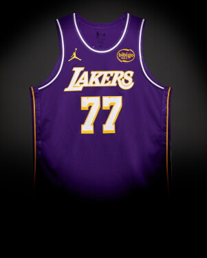 View 1 of Lot 6: Luka Dončić Los Angeles Lakers 2025-2026 Emirates NBA Cup Game Worn Statement Edition Jersey | 43 Points | 41 Points | Double-Double | Matched to 2 Games
