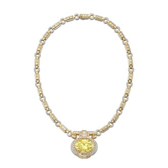 View 1 of Lot 85: Bulgari | An Impressive Fancy Intense Yellow Diamond and Diamond Necklace  寶格麗 濃彩黃色鑽石配鑽石項鏈