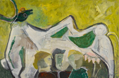 Catalog image of krishna shamrao kulkarni | untitled (bull and figures)