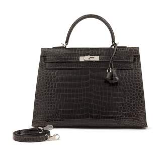View 1 of Lot 1: Graphite Porosus Crocodile Sellier Kelly 35 Palladium Hardware, 2014