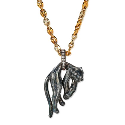 Catalog image of 'Panthère' Silverium, Diamond and Gold Pendent Necklace | 卡地亞 | 'Panthère' 銀 配 …