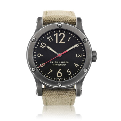 Catalog image of RL67 Safari Chronometer, Reference R0220900 | A blackened stainless steel wrist…