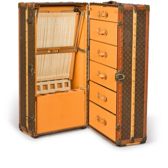 View 1 of Lot 138: Vintage Monogram Canvas Steamer Wardrobe Trunk, circa 1920-1930s