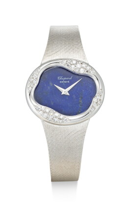 Catalog image of chopard | a white gold and diamond-set bracelet watch with lapis lazuli hardsto…
