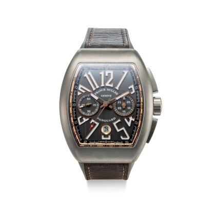 Catalog image of franck muller | vanguard, reference v 45 cc dt, a titanium and pink gold chrono…