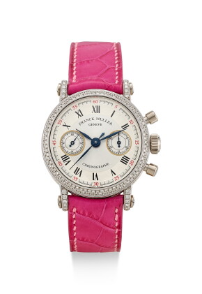 Catalog image of franck muller | chronographe, reference 2860 na d, a white gold and diamond-set…