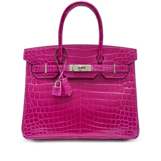 View 1 of Lot 83: Rose Scheherazade Shiny Niloticus Crocodile HSS Birkin 30 Palladium Hardware, 2019