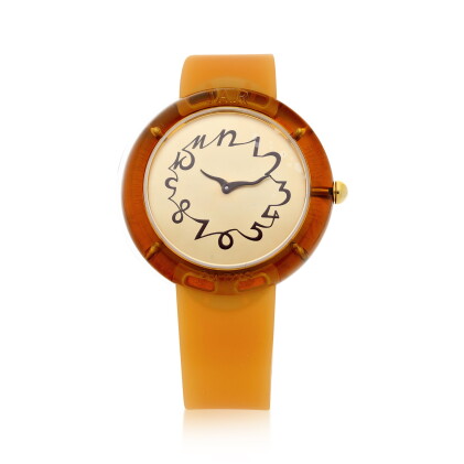Catalog image of metropolitan museum of art collection a gold plated and perspex wristwatch, cir…