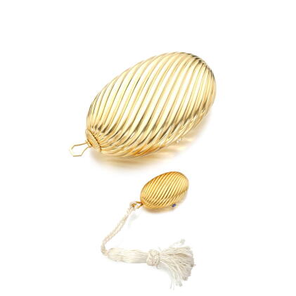 Catalog image of Gold and diamond evening bag and a gold and sapphire pill box, 'Melone'