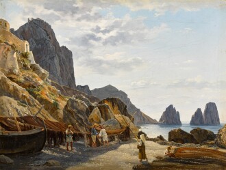 View 1 of Lot 2: Fishermen on Capri with the Faraglioni in the Background