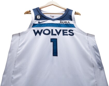 View 1 of Lot 9: Anthony Edwards Minnesota Timberwolves 2022-2023 Game Worn Association Edition Jersey 
