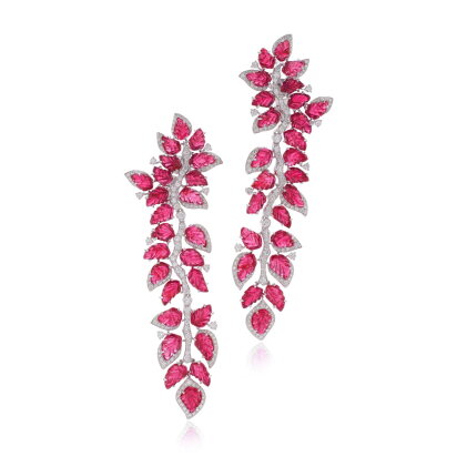 Catalog image of Pair of ruby and diamond earrings