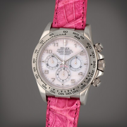 Catalog image of Daytona 'Zenith', Reference 16519 | A white gold chronograph wristwatch with mo…