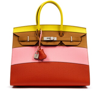 View 1 of Lot 611: Limited Edition Lime, Rose Confetti, Sesame and Terre Battue Epsom Sunrise Birkin 35 Sellier Palladium Hardware, 2020