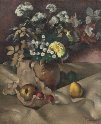 Catalog image of paul-elie gernez | still life with flowers, pears and apples